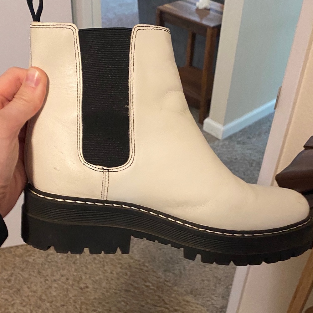 Marc Fisher White and Black Ankle Boots